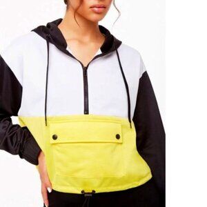 💥EFFORTLESSLY COOL💥Colorblock Cropped Hooded Sweatshirt with Pouch Detail